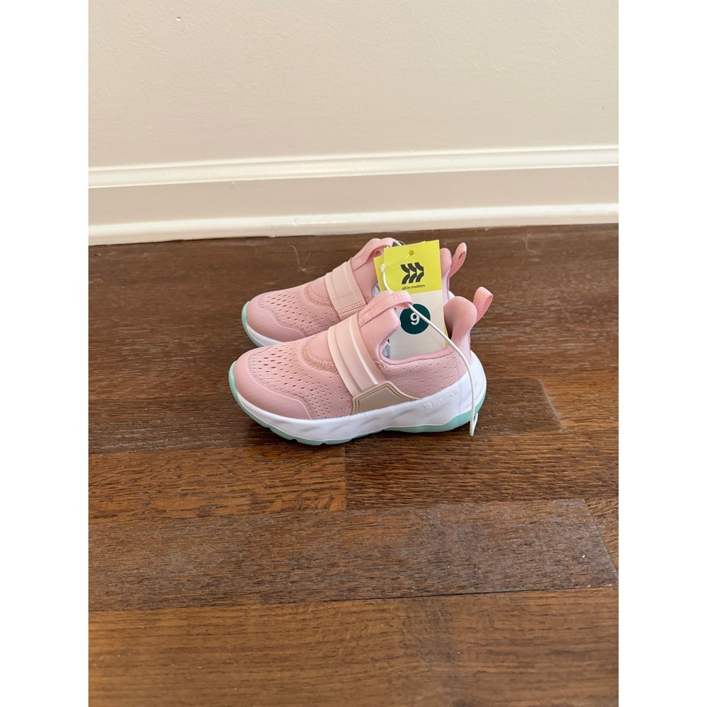 All in Motion Gennie Sneakers Kids Pink Mint Green Slip On Athletic Shoes Size 9 - Picture 5 of 7